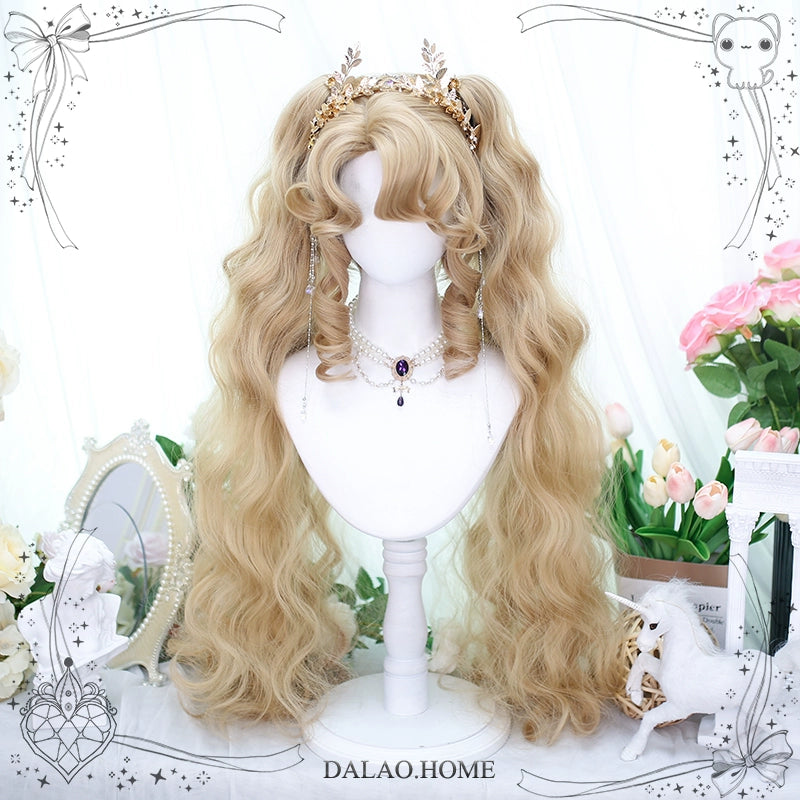Dalao Home - Lolita Short Curls Hair Oil Painting Style Double Ponytail Wig