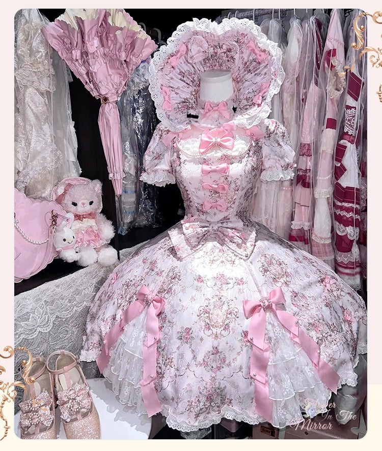 Mengfuzi - FLower in the Mirror - Old-School Lolita Bodice & SK Set, Short-Sleeved OP 44280:802269