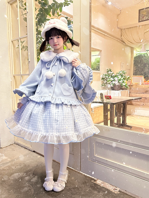 Cloudy Fluffy - Kawaii Lolita Coat, Detachable Plush Collar 44644:816873