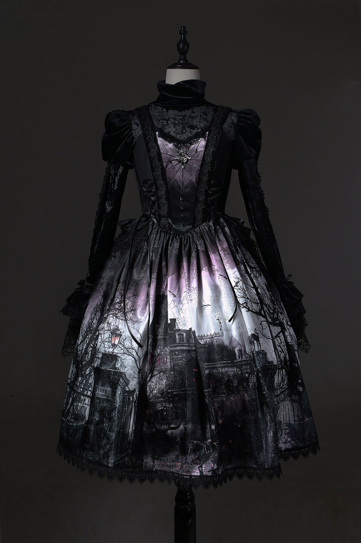 LilithHouse~Horror House~Gothic Lolita JSK with Spooky Castle Print