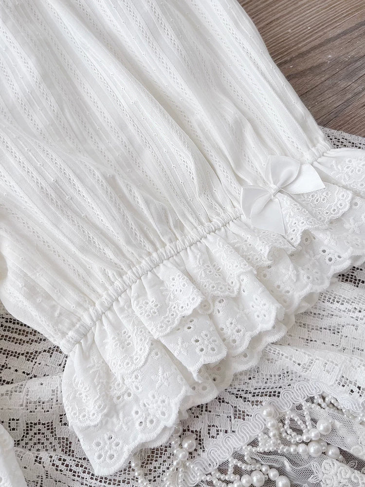 Elastic Waist Lolita Cotton Bloomers, Ruffled Leg Hem (L M) 45846:864730