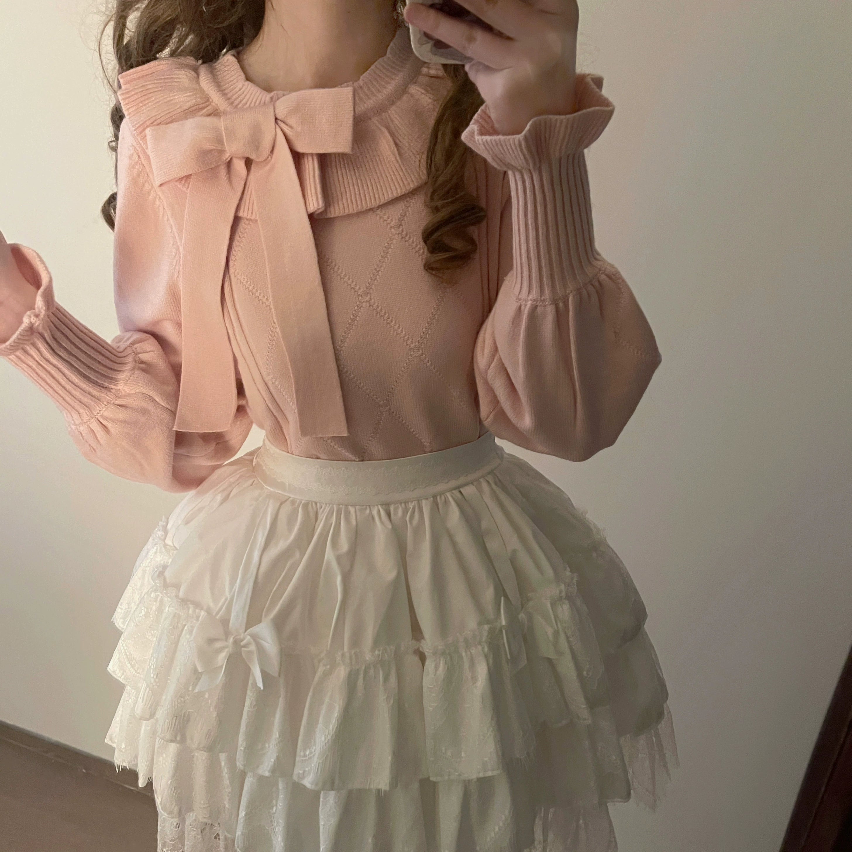 MIST - Mist Cotton - Winter Lolita Sweater Cute Knit Shirt wine red S