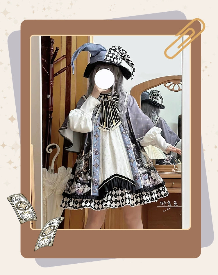 Honey Machine~The Secret Of Astrology~Kawaii Casual Lolita Printed OP Dress Long Sleeve   