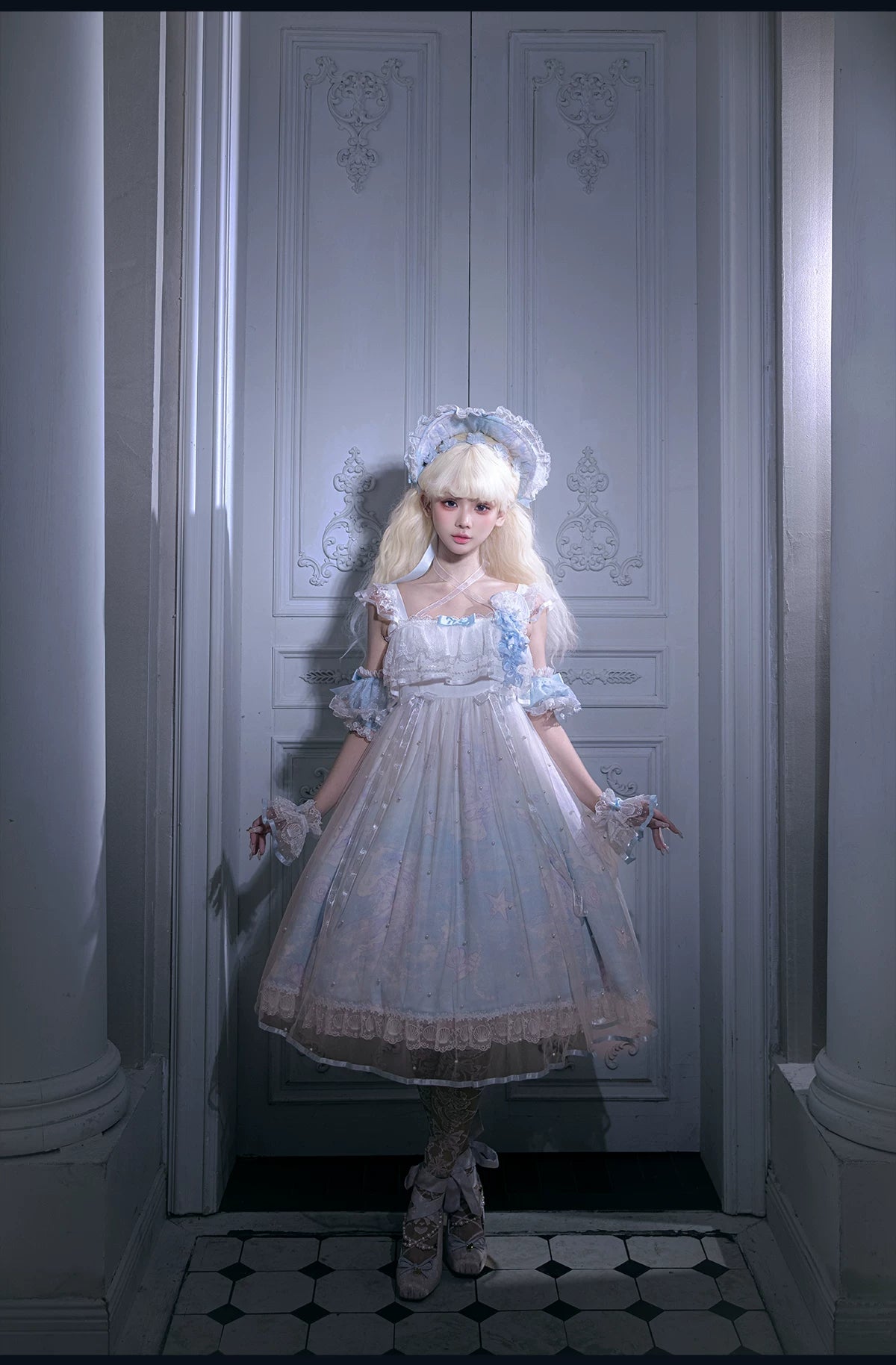 Windchime Jellyfish - Sweet Lolita Halter Neck JSK Dress, Jellyfish Print & Overlay 45756:861329
