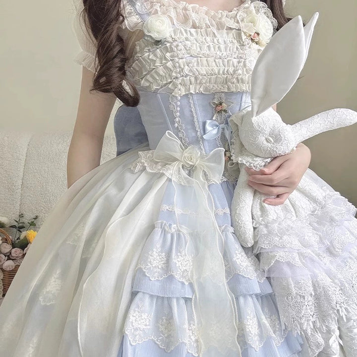 ZhiJinYuan~Tears of the Rose~Sweet Lolita JSK Mini Lolita Ballet Short Dress