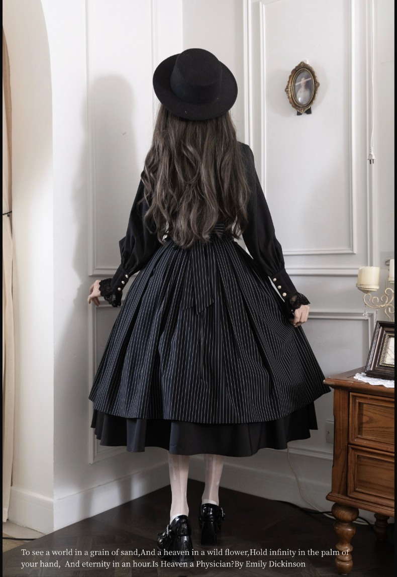 Alice in Wonderland - Love Moon Serenade - Striped Classic Lolita Skirt Preppy Style Commuting Dress 41240:688754