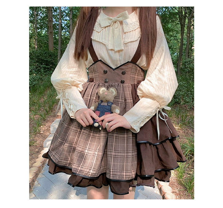 Honey Machine~Vanilla Latte~Retro Lolita Shirt Mutton Sleeve Innerwear   