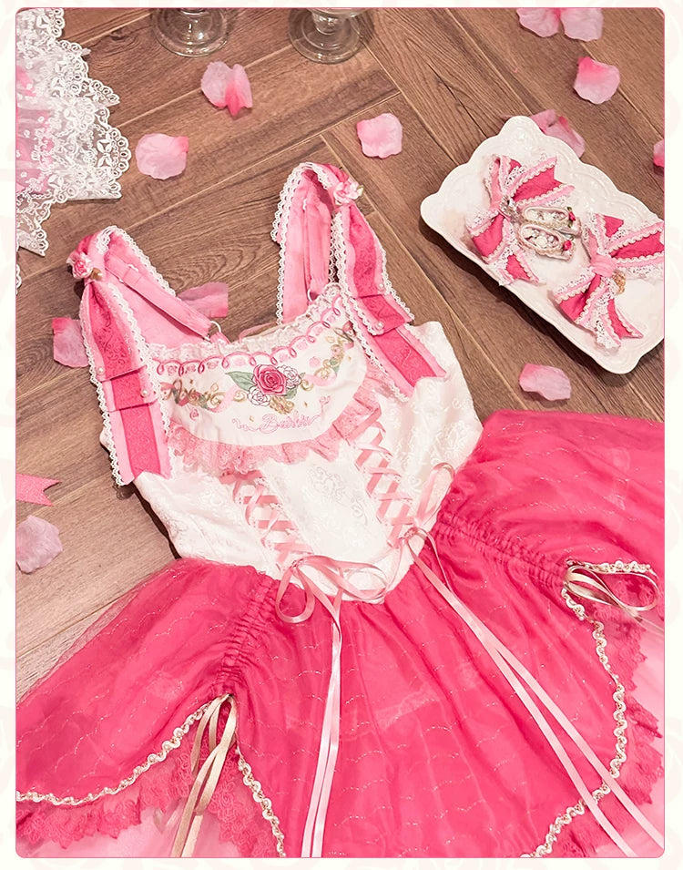 Jennifleur - IP Collab Sweet Lolita Hime Sleeve OP & Long JSK, Floral Accent 45882:866308