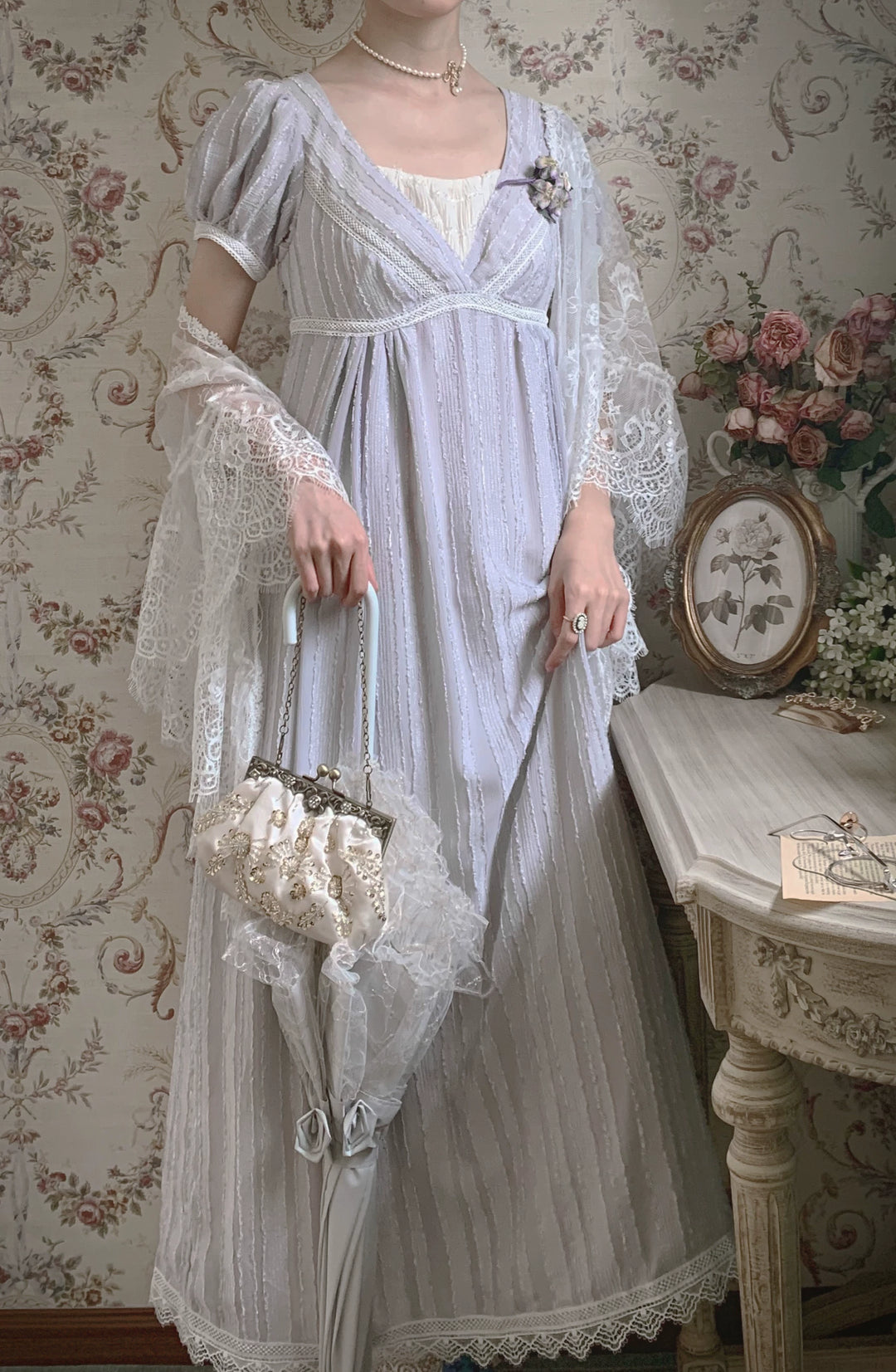 Early Morning~Lily and Serene~Classic Lolita Long Dress Empire Waist Dress   