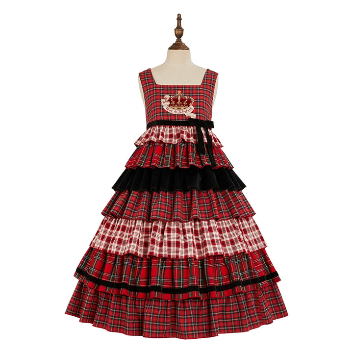 Nuit De Cellophane~Thistle Crown~Punk Lolita Suit Plaid Coat Tiered Skirt   