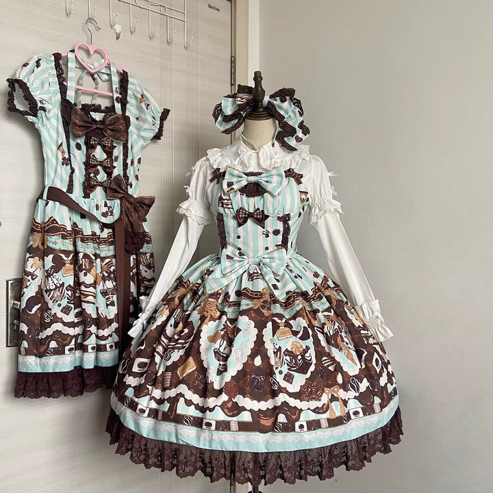 Nn Star~Royal Chocolate 2.0~Sweet Lolita Dress Suit Cute Print Lolita OP and JSK