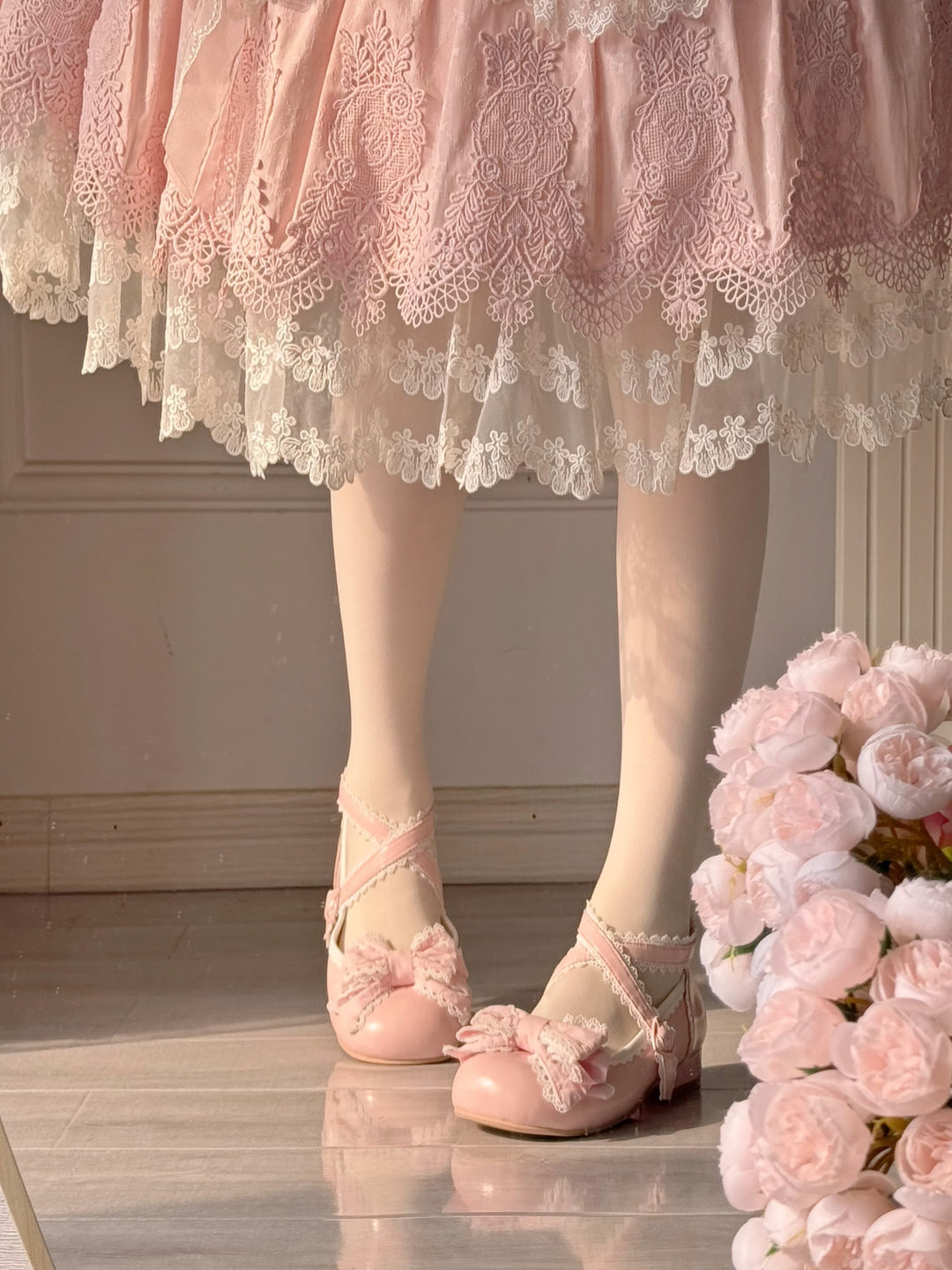 Pure Tea For Dream~Cotton Cutie~Sweet Lolita Shoes Low and Medium Heel Shoes with Bow