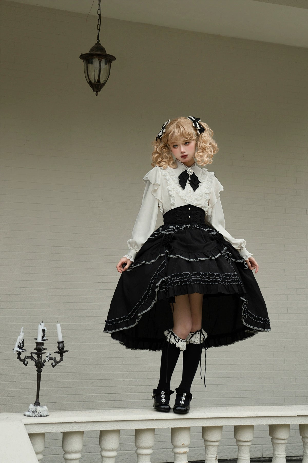 Letters from Unknown Star~Long Sleeve Winter Lolita Shirt Skirt Set S Top 