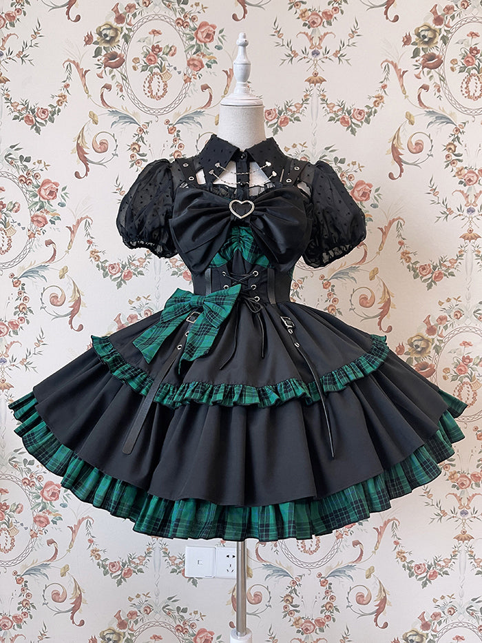 (Buyforme)Alice Girl~Gothic Lolita Blouse Short Sleeve Black Shirt   