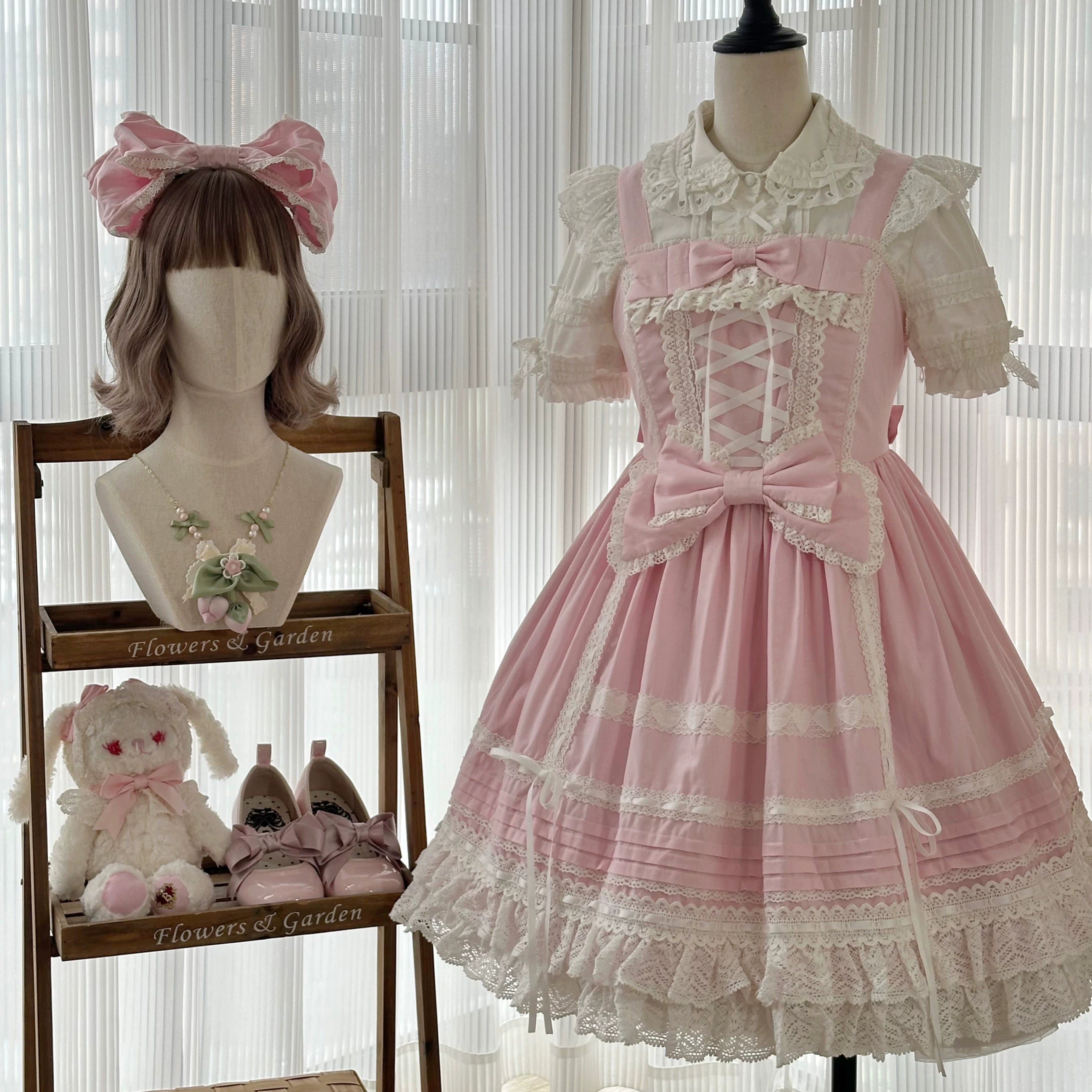 Pure Diary - Sweet Lolita Cotton JSK Dress, Tiered Back Skirt (L M S XL) 44760:821132