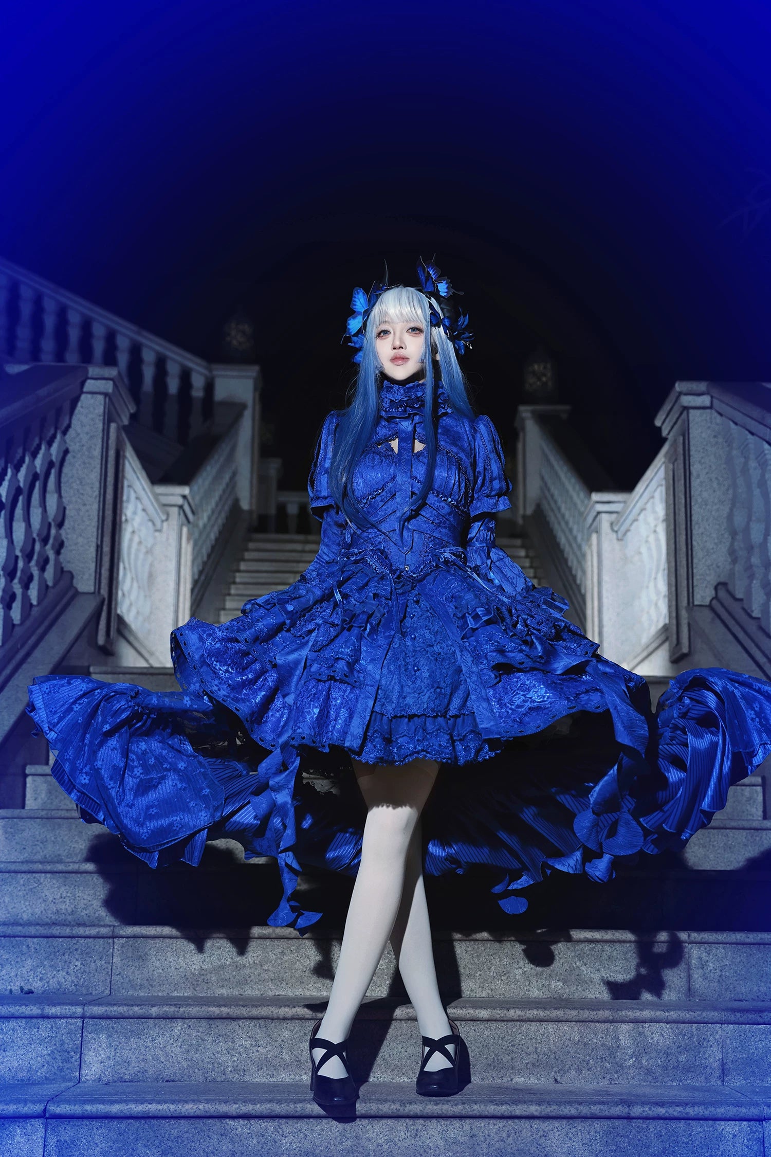 Caliburn - Gothic Lolita JSK Dress, Bolero Set with Detachable Sleeves