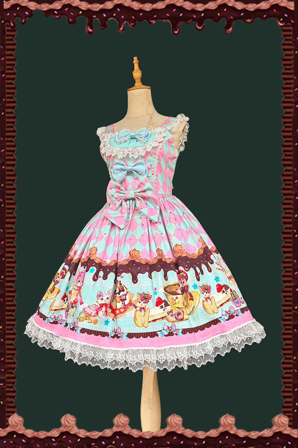 Infanta - Cream Meow - Sweet Lolita JSK, Cat Print (L M S XL) 43769:784931
