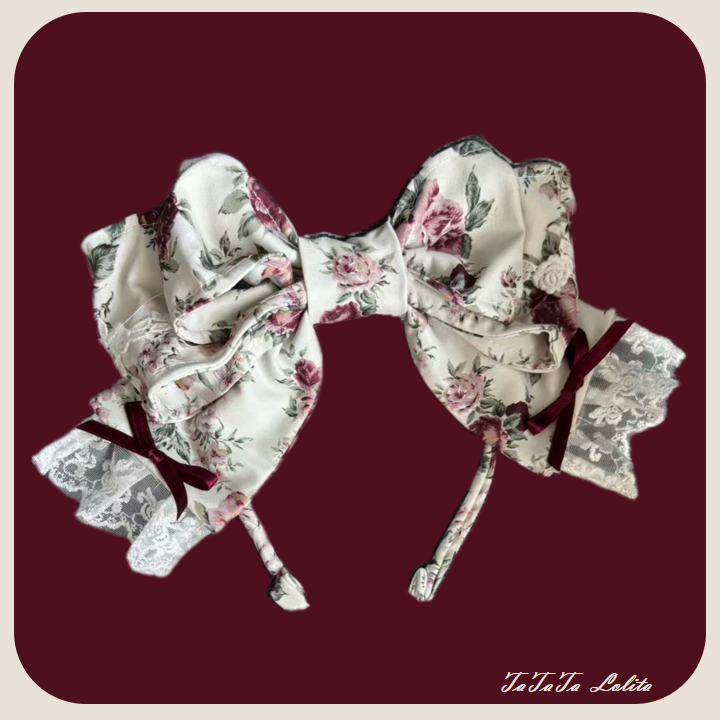 TaTaTa Lolita - Burgundy Rose - Floral Printed Old School Lolita JSK, Elegant Cape KC Only (one size / choose M) S