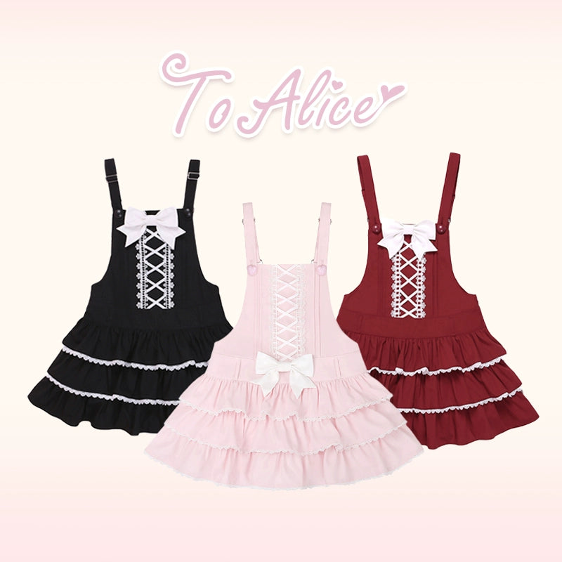 To Alice~Old School Lolita Salopette Suit Tiered Dress