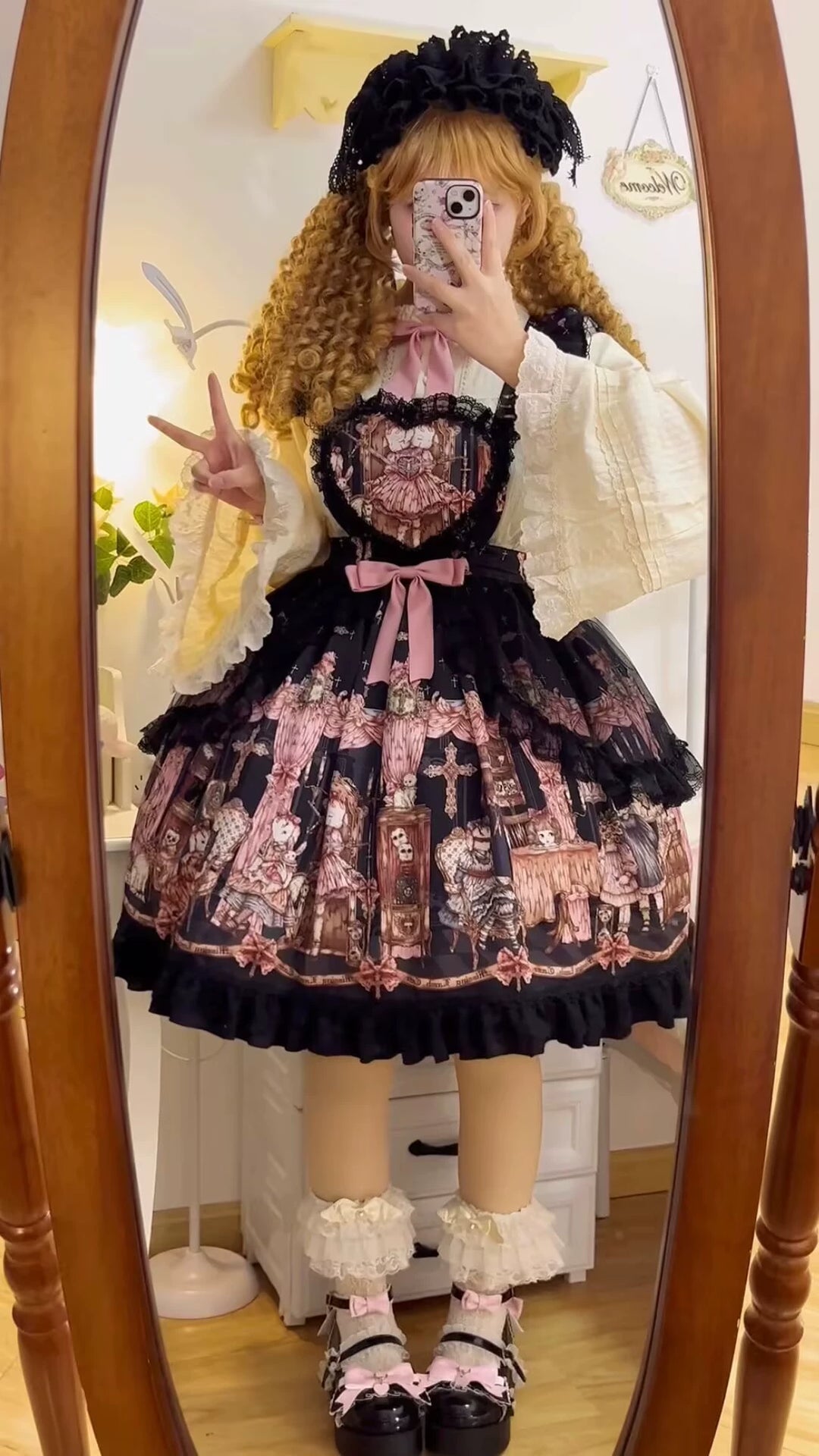 Uncle Wall Original~Missing Lamb Case~Gothic Lolita Dress Set with Sheep Prints 42971:760850
