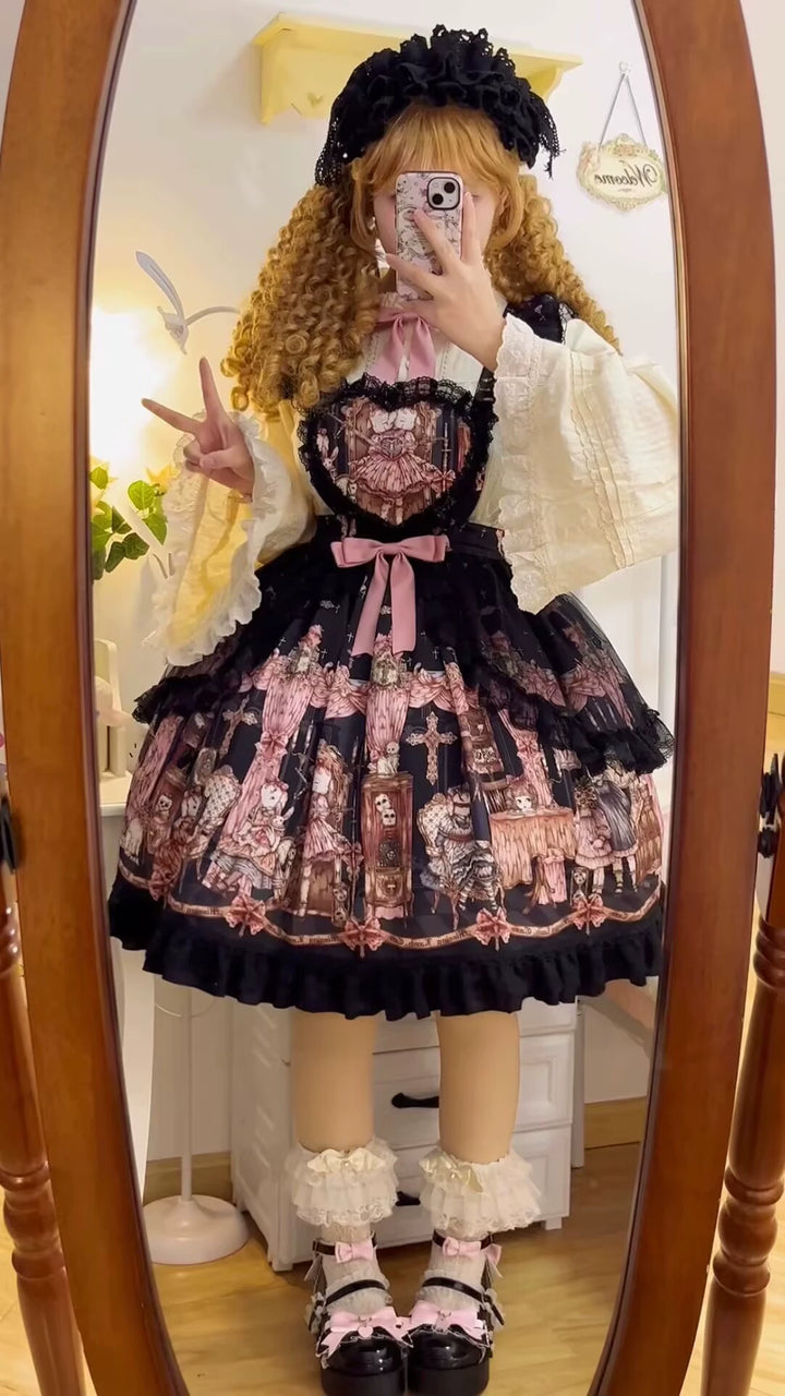 Uncle Wall Original~Missing Lamb Case~Gothic Lolita Dress Set with Sheep Prints 42971:760850