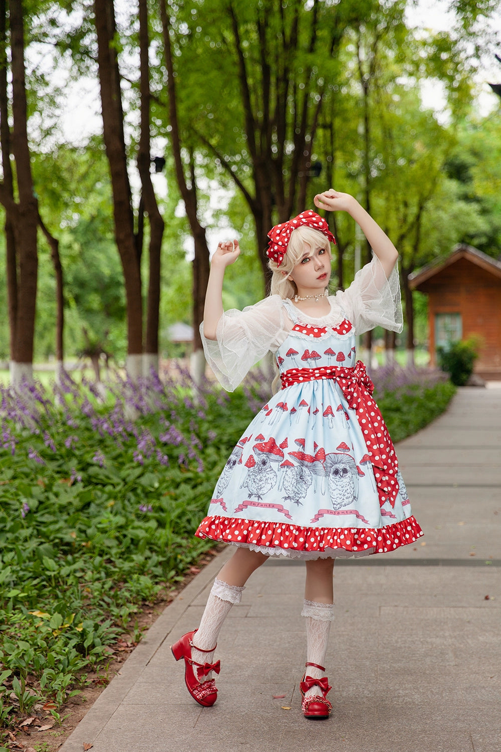 Infanta~Mushroom~Sweet Lolita JSK Dress Printing Dress Short Sleeve Shirt   