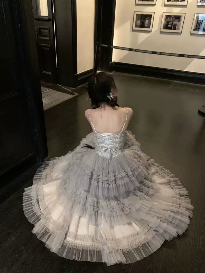 Sara Bell~Hailey~Elegant Lolita JSK Dress with Large Tiered Voile Hem