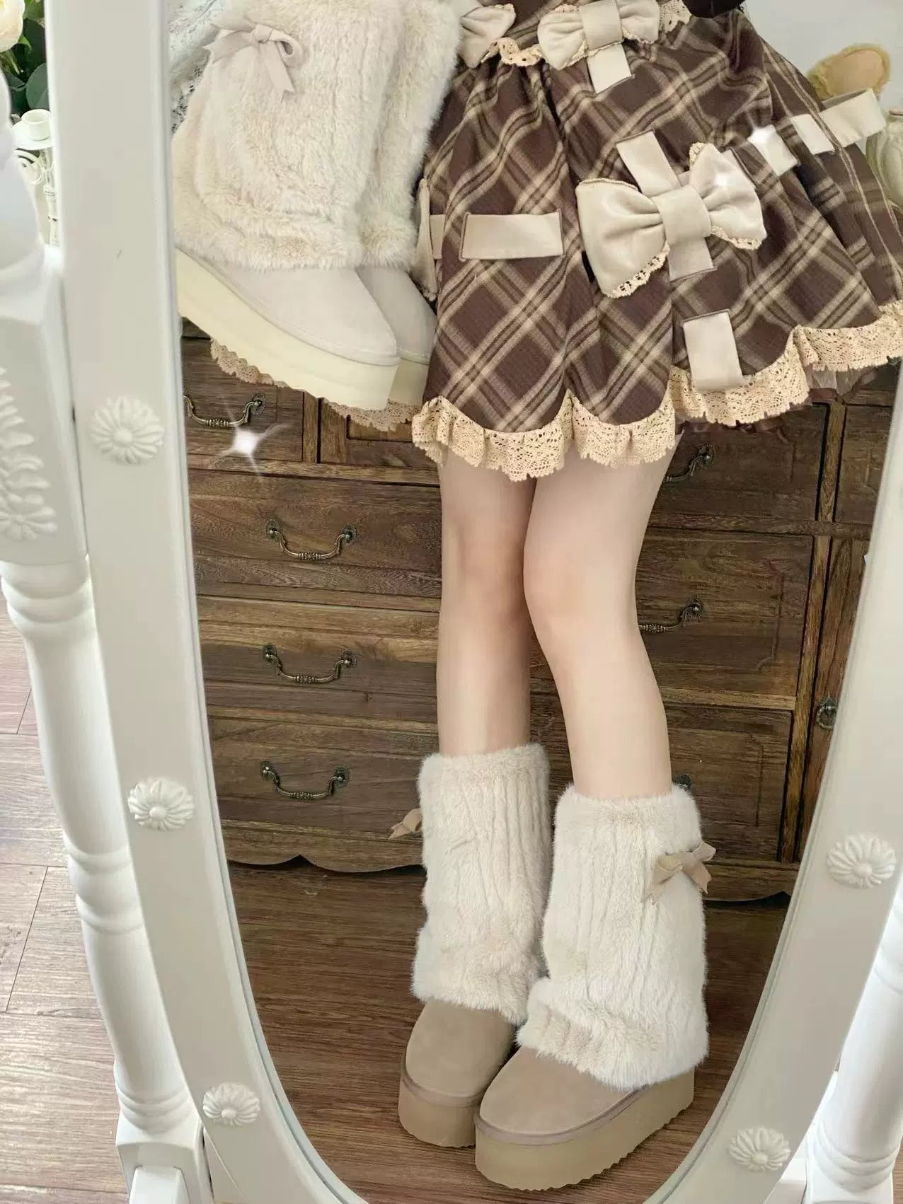 Pure Tea For Dream - Winter Love Song - Winter Lolita Mid-Calf Boots Plush Snow Boots Thick Sole