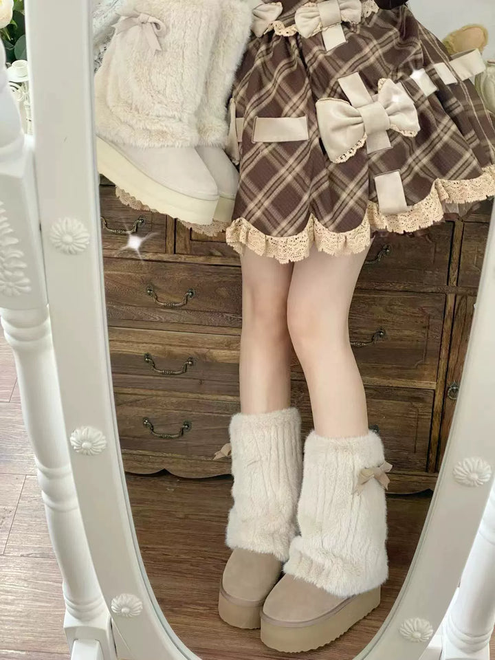 Pure Tea For Dream~Winter Love Song~Winter Lolita Mid-Calf Boots Plush Snow Boots Thick Sole