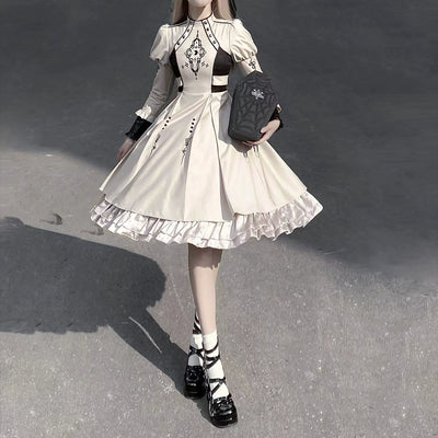 Letters from Unknown Star~Full Moon Charm~Gothic Lolita OP Dress Dark Themed Dress Short Style S Dress (Basic Style) 