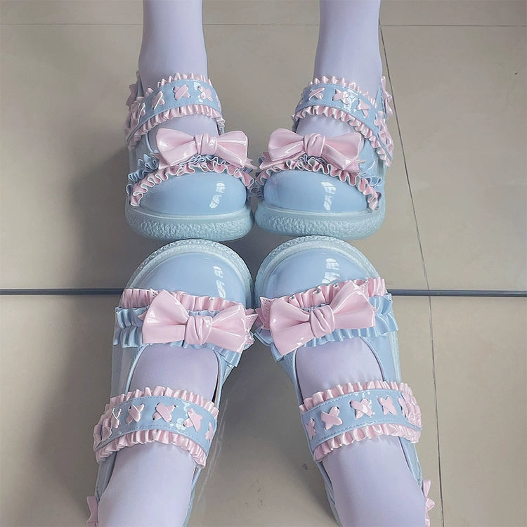 Fairy Godmother~Cute Lolita Shoes Bow Candy-Colored Lolita Flat Shoes   