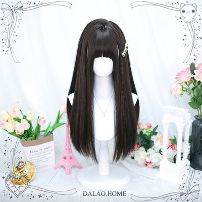 Dalao~Daily Lolita Wig Long Curly Various Styles Ins KOL Wig 2083 Black Tea  