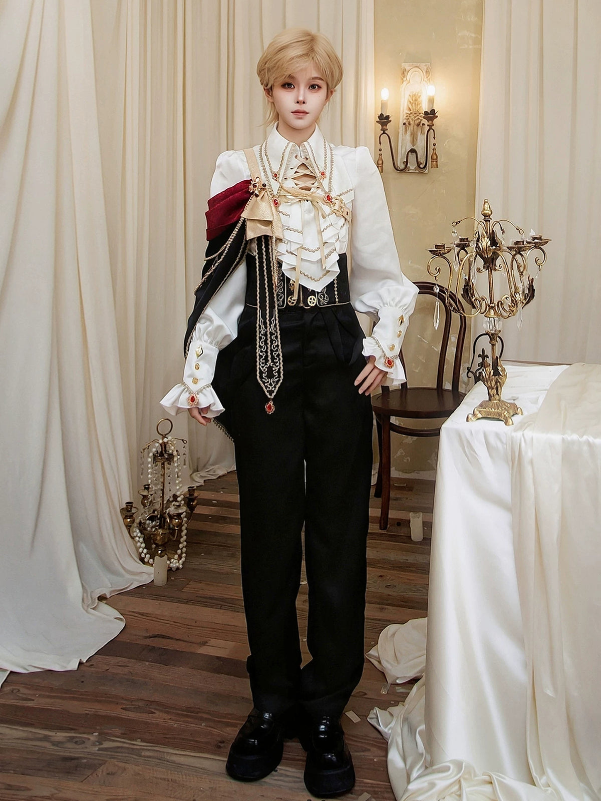 Oath Knight - Ouji Lolita Knight Prince Top & Pants Set 45898:867360