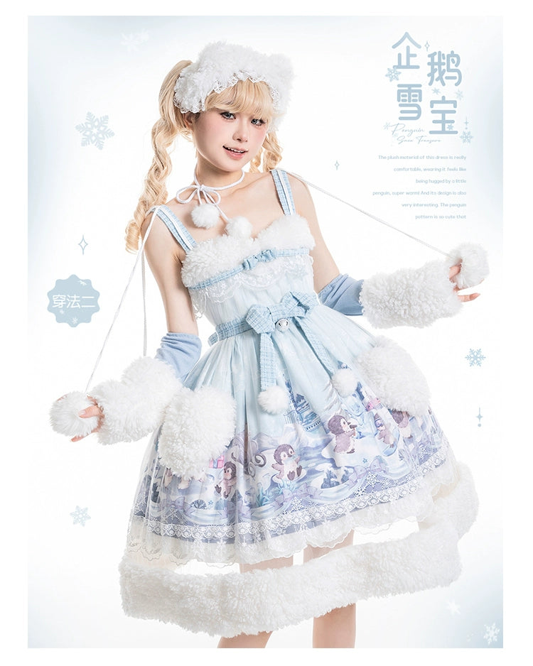 Spireme Cat~Penguin Snow Treasure~Kawaii Lolita JSK Penguin Printing Winter Dress   