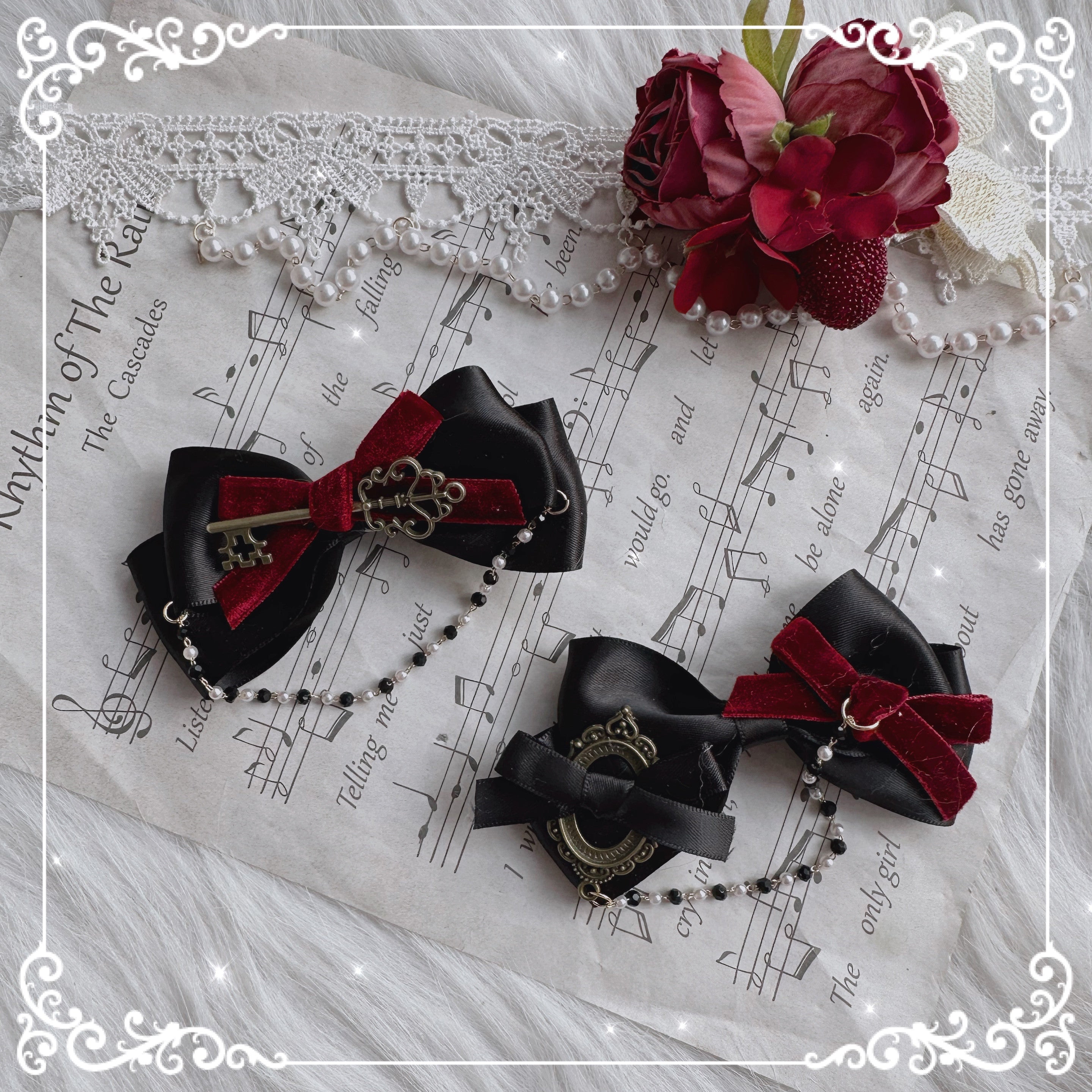 Chestnut Lolita - Gothic Lolita accessory Handmade Hairband A Side Clip