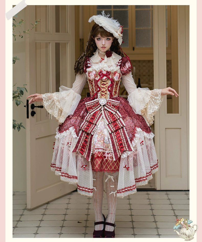 YingLuoFu - Doll Fantasy Box - Sweet Lolita JSK Dress & Tulle Blouse Set 44261:801496