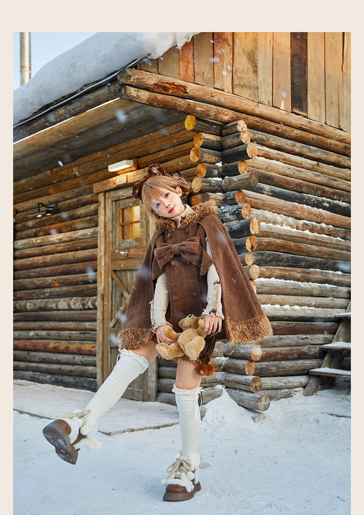 Tan Tuan~Rabbit & Bear~Winter Kawaii Lolita Cape and Shorts