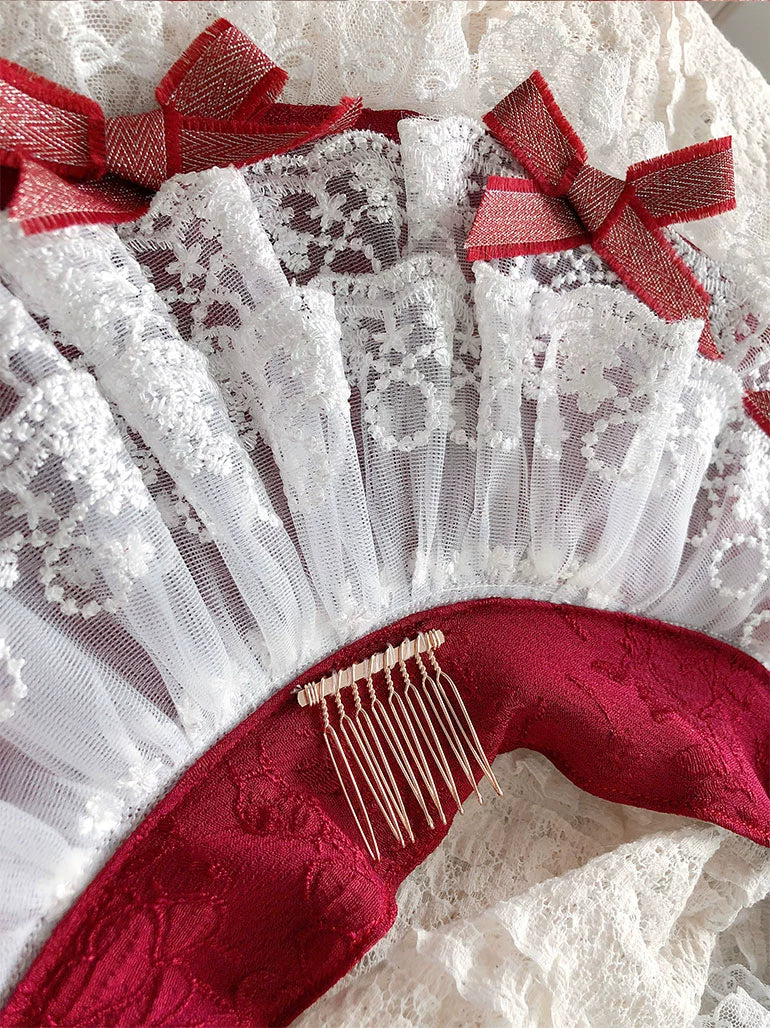 Maid~Sweet Lolita Bonnet Multi-layer Lace BNT   