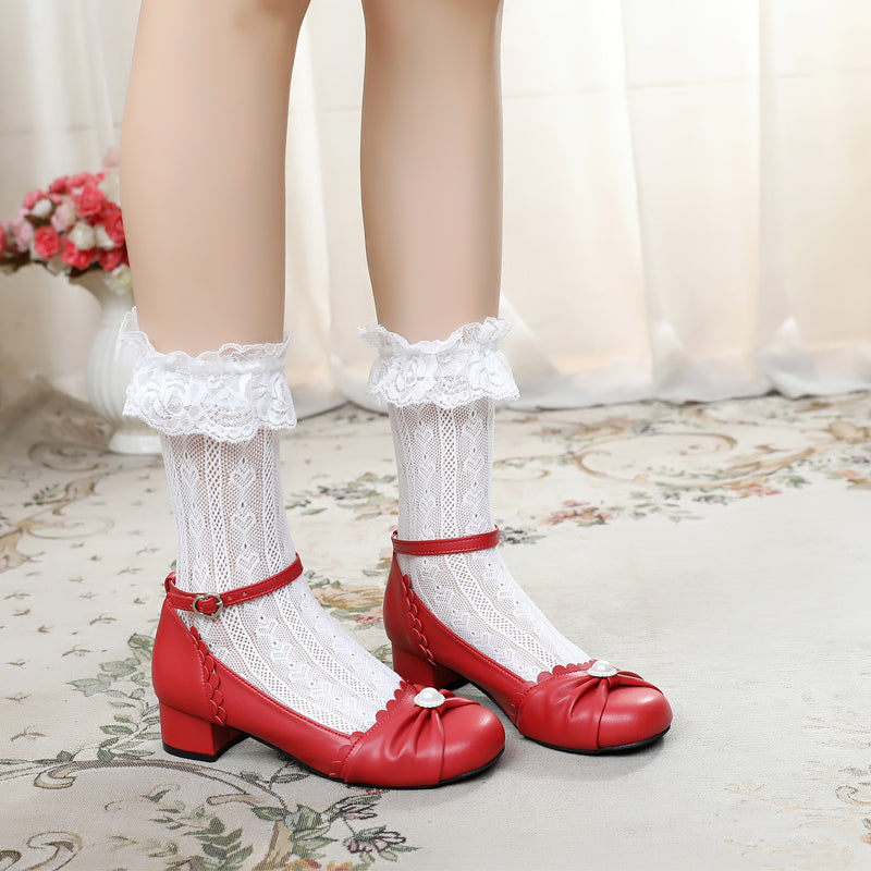 Sosic~Shell Dew~Sweet Lolita Bow Round Toe Shoes 12936:166618