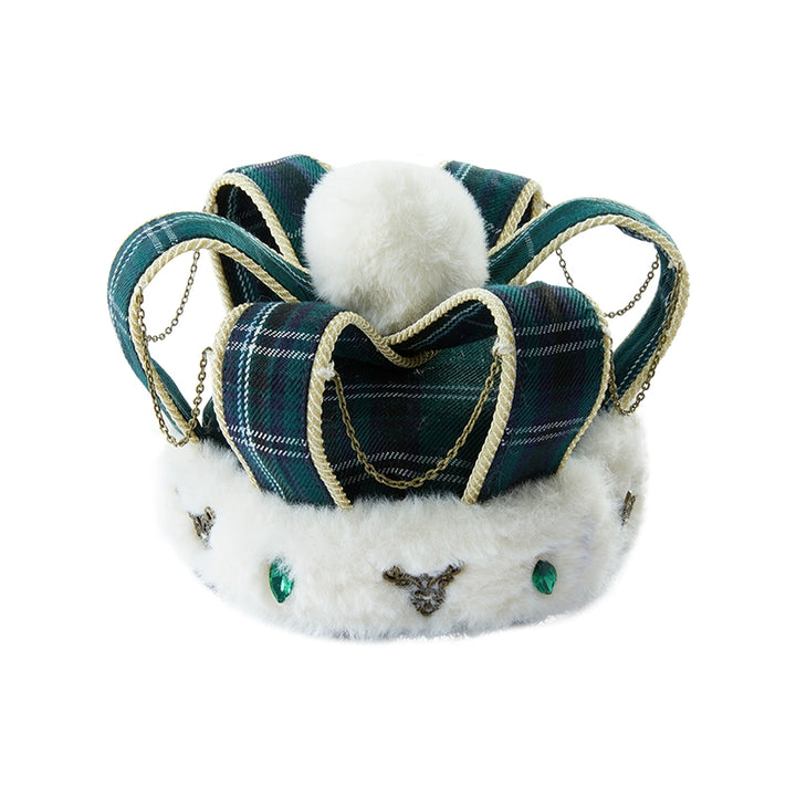 Nuit De Cellophane~Thistle Crown~Punk Lolita Accessories Crown Brooch Ribbon Beret F Green Plaid Crown 