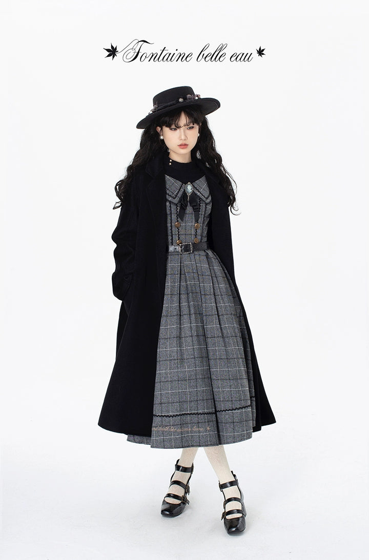 ZeeYe~Maple Dan Bai Lu~Classic Lolita Plaid Dress Long Sleeved OP