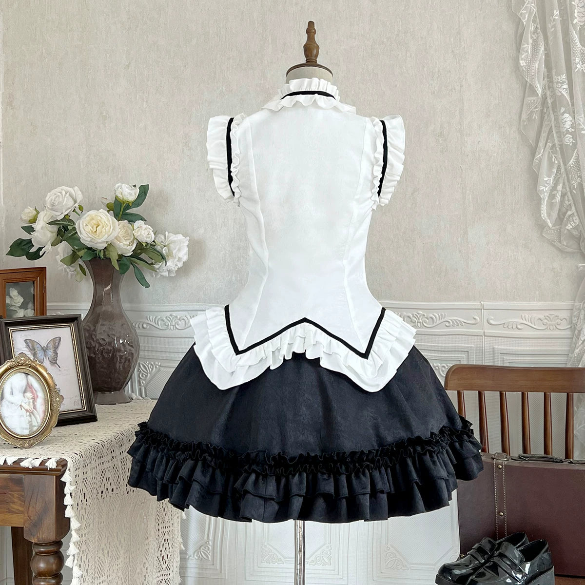 Miss Black Cat - Gothic Maid Lolita Skirt Set, Slim Fit 44962:829859