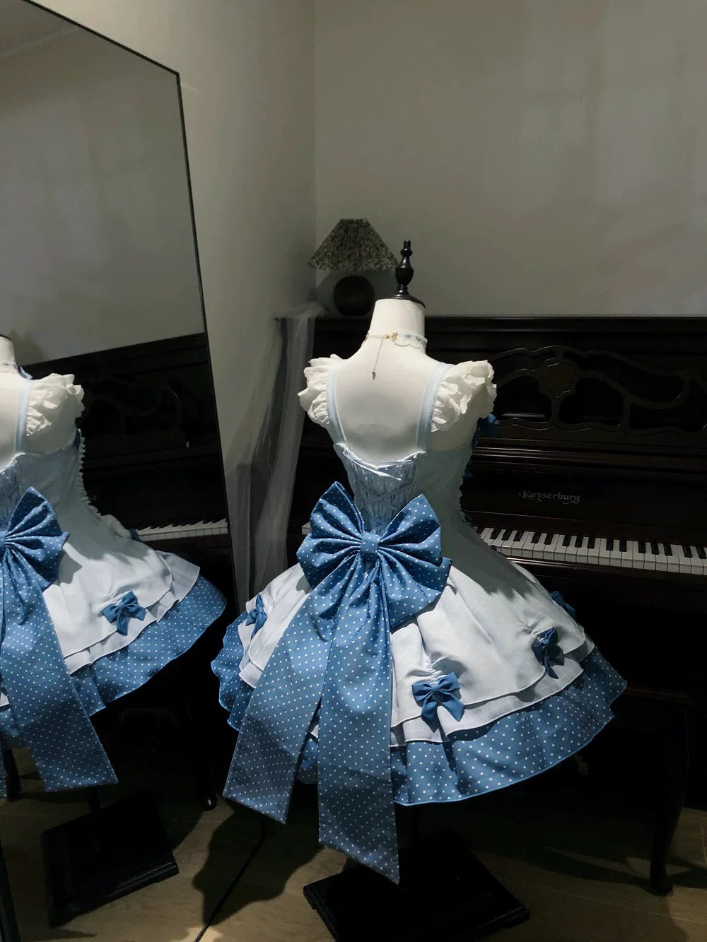 Glass Bottle - Sweet Lolita JSK Dress Set, Polka Dot & Bow Details 45792:862878