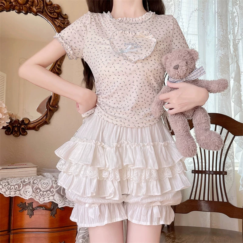 Sweet Lolita Cotton Bloomers, Ruffles and Bows 45184:839097
