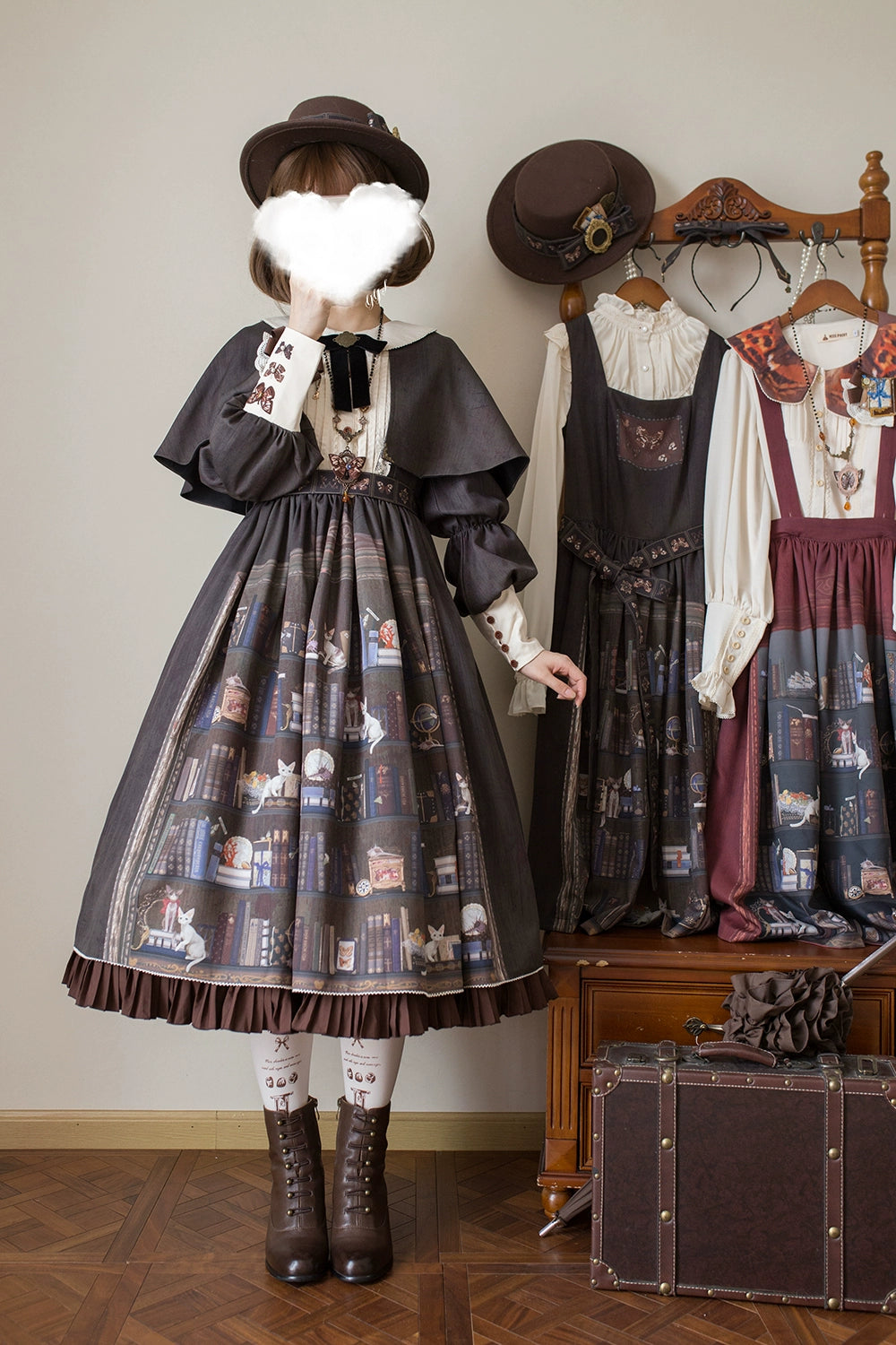 Miss Point - German Bookshelf - Classic Lolita OP Dress & Detachble Cape 44023:792385