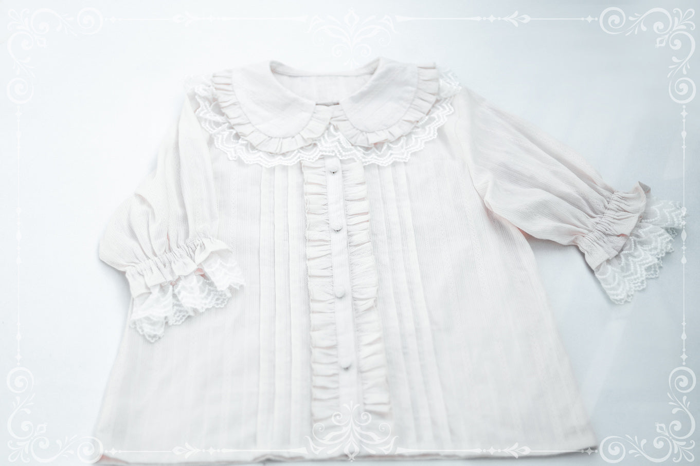 MIST~Sweet Lolita Golilla Short Sleeve Shirt S milk white 
