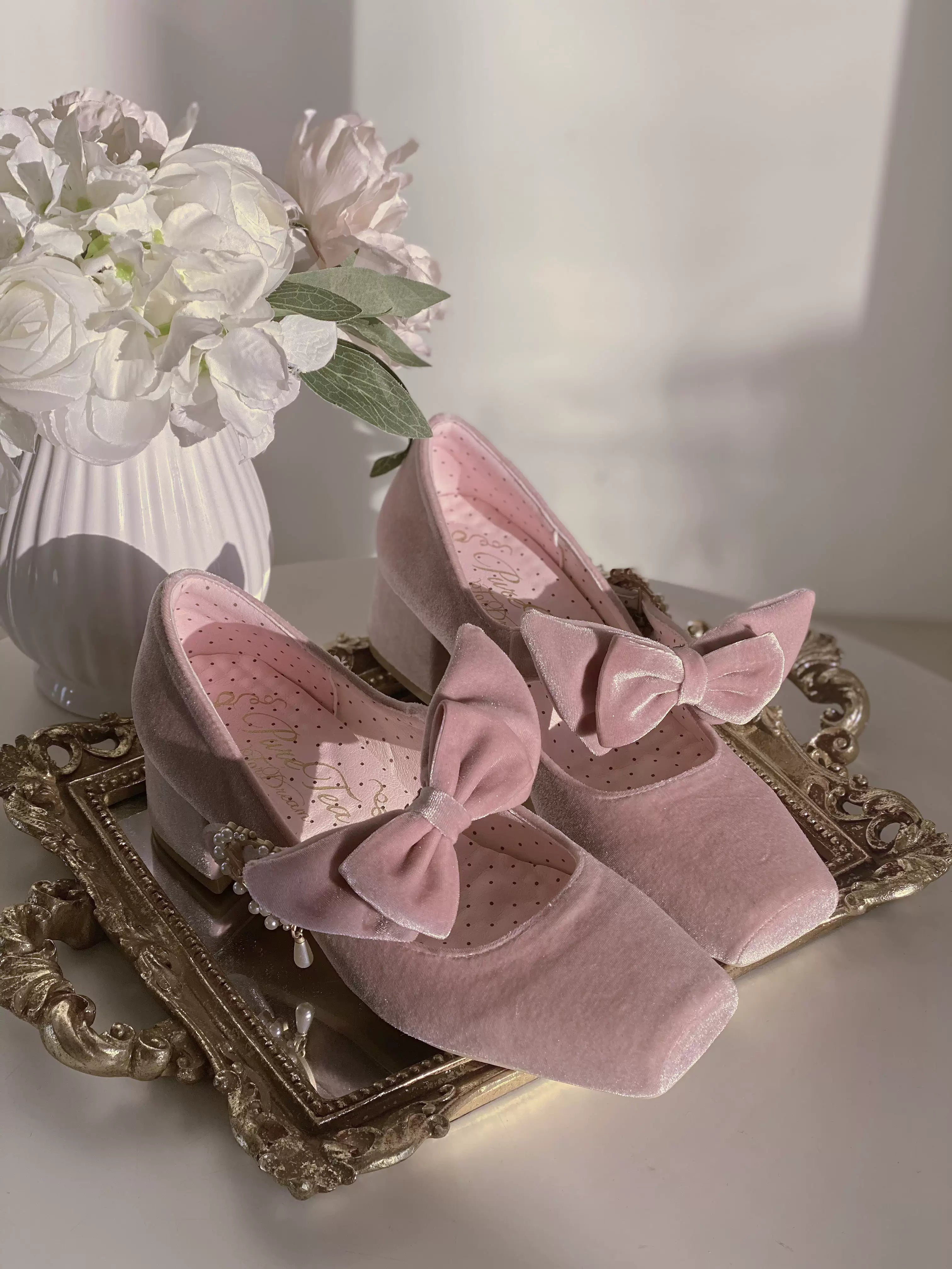 Pure tea for dream~Angel Velvet~Sweet Lolita Shoes Mid-heel Velvet Shoes 32816:394210