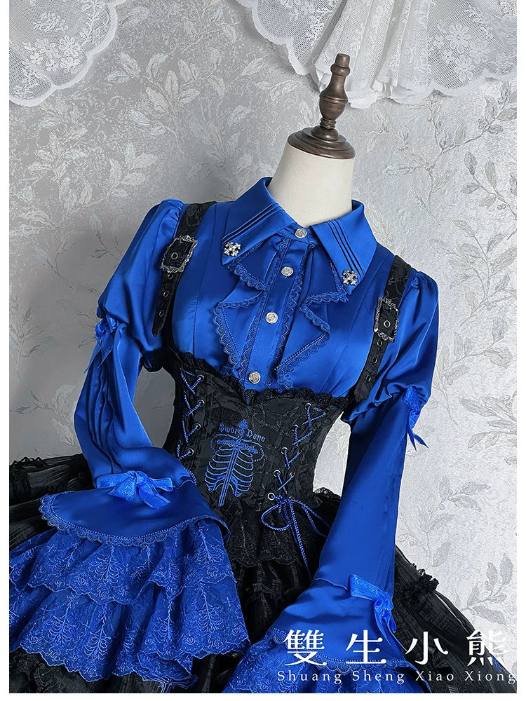 Dark Fog Feast - Gothic Lolita Bust-support Strap Dress, Lace & Cross 45256:842518