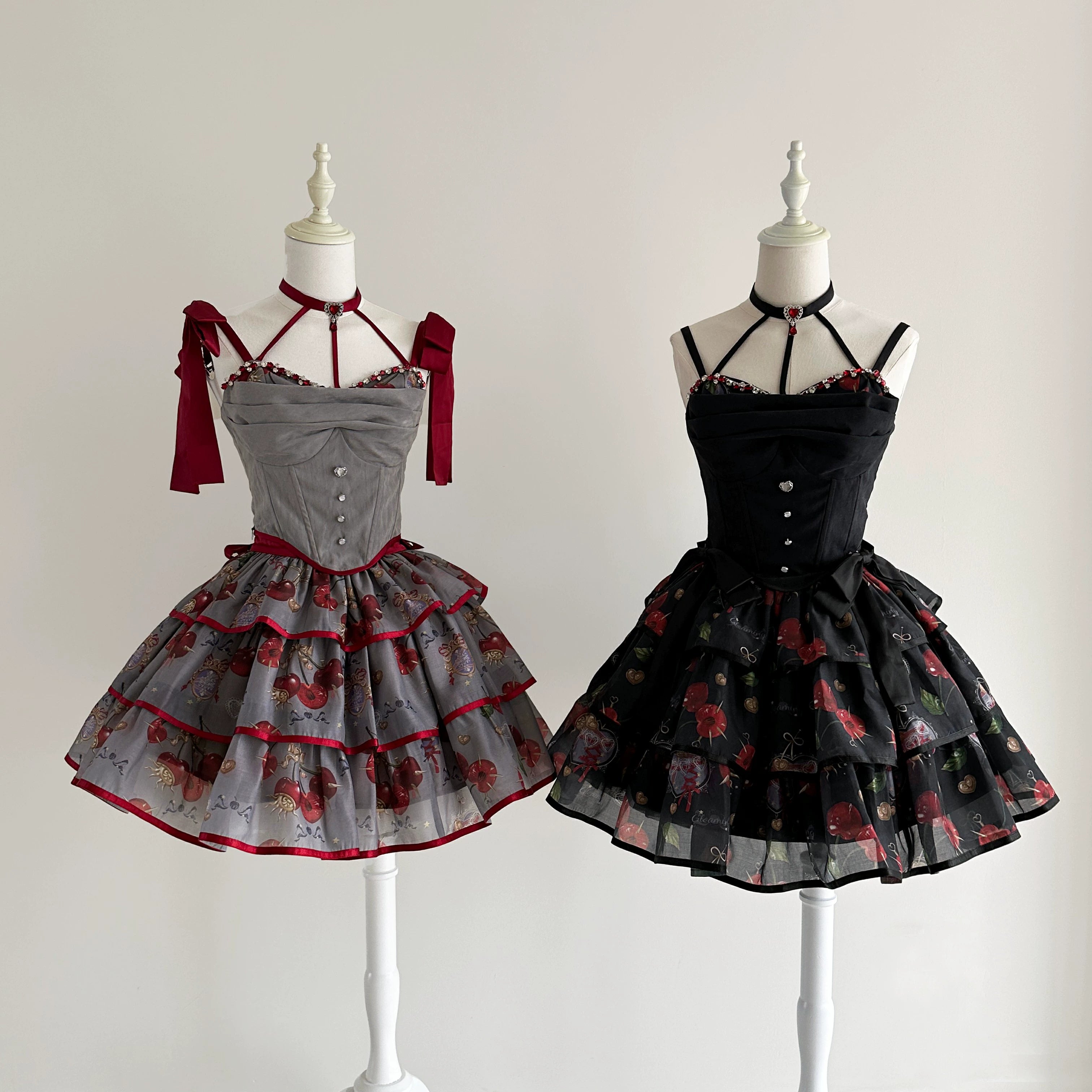 (Buy for me)Gloaming~Sweet Lolita Cherry print Short Sleeve OP and SK Set 28840:322568