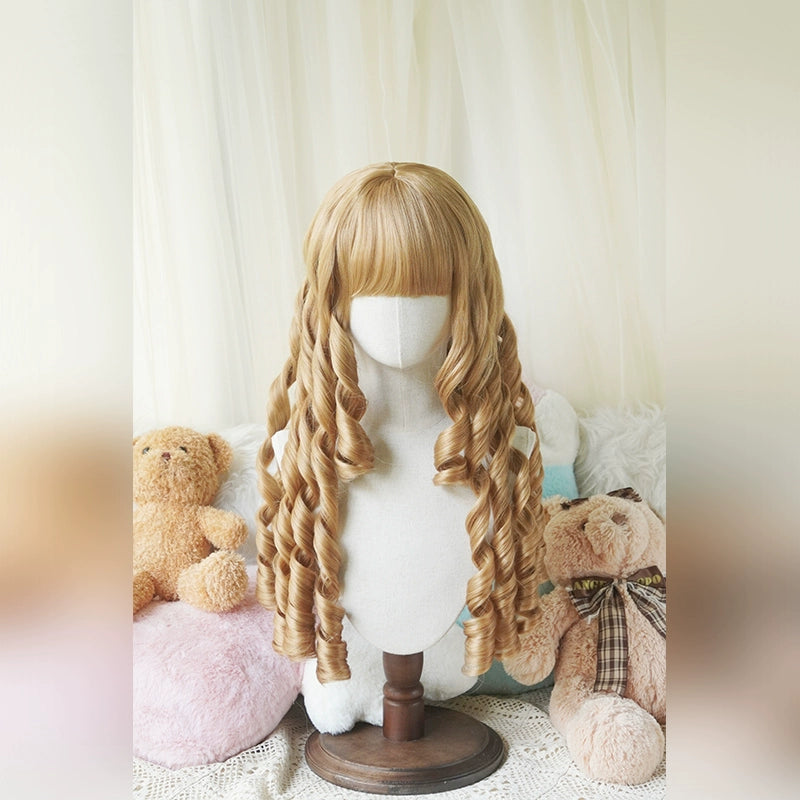 Imperial Tea~Vintage Lolita Wig Doll-Like Elegant Hair Deep gold wig with a hairnet  